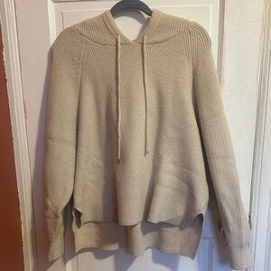 Cozy Beige Knit Women's Sweater with a Hood!